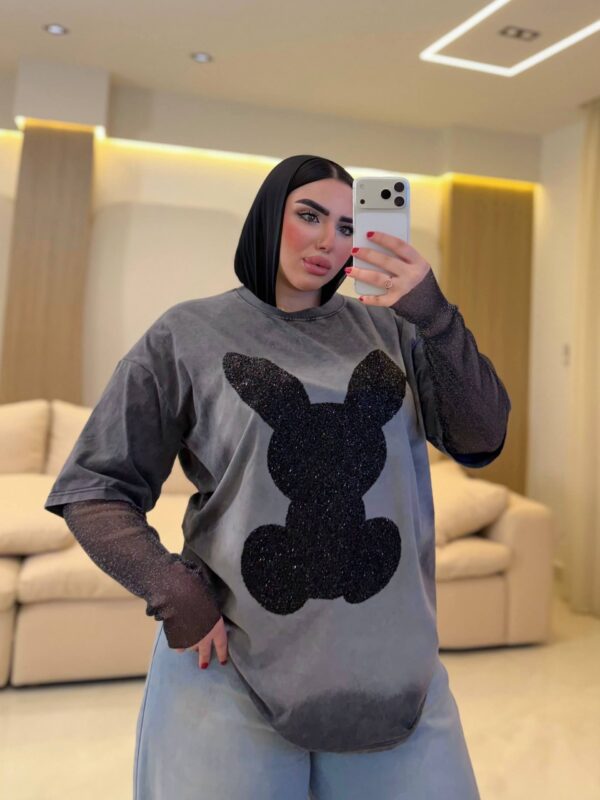 تيشرت ستراس Bunny كم دانتيل