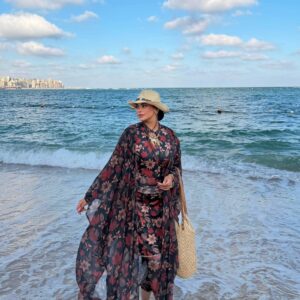 Dark Floral Beach بوركيني 4 قطع
