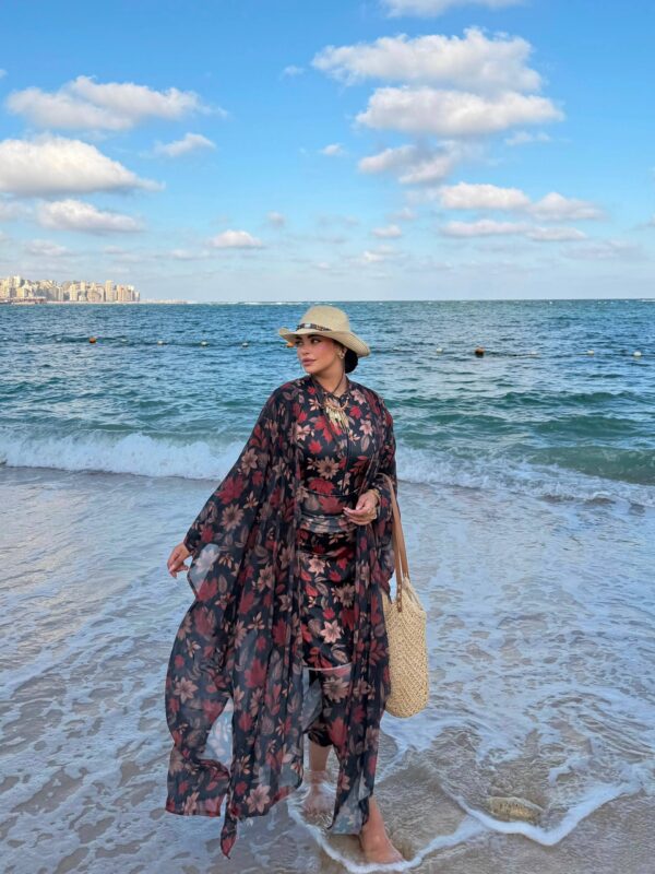 Dark Floral Beach بوركيني 4 قطع