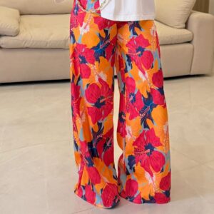بنطلون  Hibiscus Garden Wide-Leg Pants