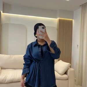 شميز Tie-Waist Denim