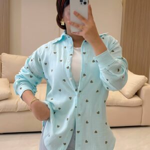 شميز Heart-Print Summer Linen