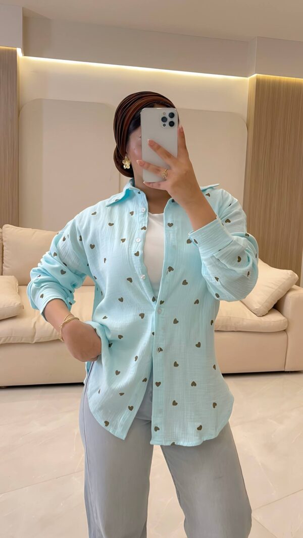 شميز Heart-Print Summer Linen