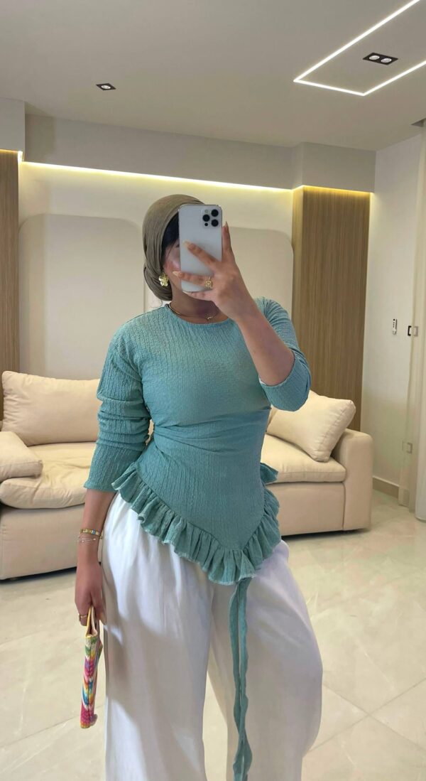 بلوزه Crinkled Texture Ruffle-Side