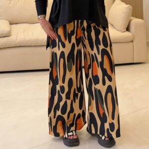 بنطلون Abstract Leopard Wide-Leg Pants