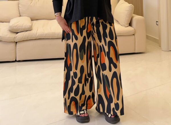 بنطلون Abstract Leopard Wide-Leg Pants