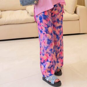 بنطلون Watercolor Floral Wide-Leg Pants