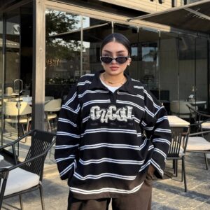 سوت Gucci Inspired Striped Polo Set with Raised Logo