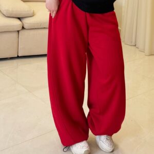 بنطلون Plain Wide-Leg Sweatpants