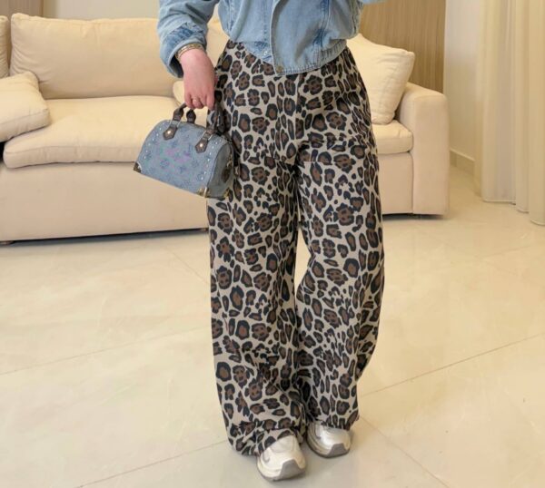 بنطلون  Tiger Leopard Print Wide-Leg Pants