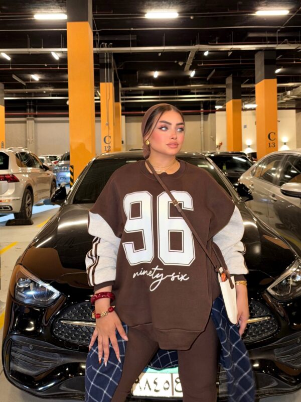 تيشرت Ninety Six Oversized Sweatshirt with Tied Plaid Shirt