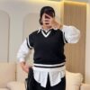 بلوفر V-Neck Striped Trim Vest