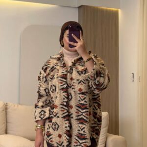 شميز  جوخ Aztec Geometric Pattern Fleece & Jokh Oversized