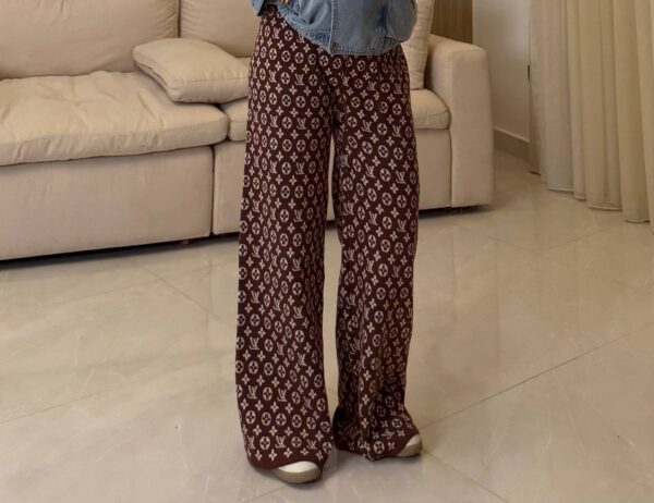 بنطلون Louis Vuitton Monogram Wide-Leg Knit Pants